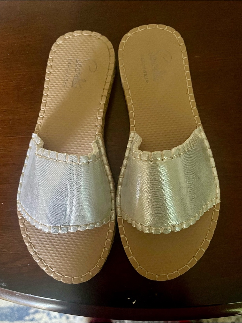 Metallic silver Slide Sandals - Women